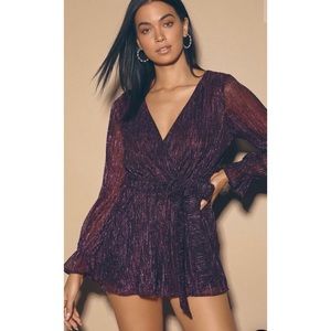Wow Factor Purple Metallic Surplice Romper